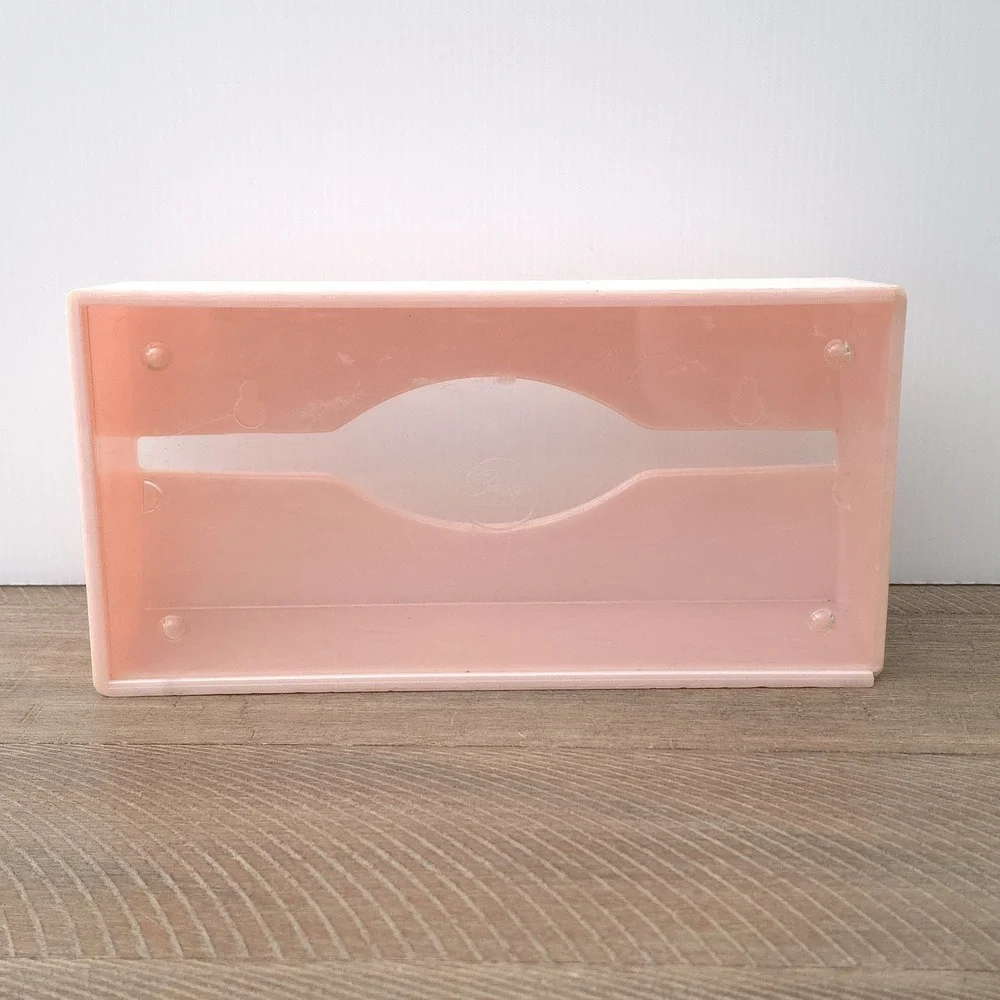 Vintage 1960s Pink Celebrity Tissue Box Holder Starburst Acrylic Lucite Plastic